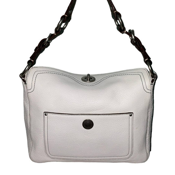 COACH CHELSEA 10131 WHITE CREAM  PEBBLE LEATHER Shoulder HANDBAG EUC Coach 1941 - Picture 1 of 16
